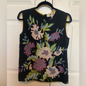 Silk Diane Von Furstenberg Purple Blue Black Floral Graphic Tank Top